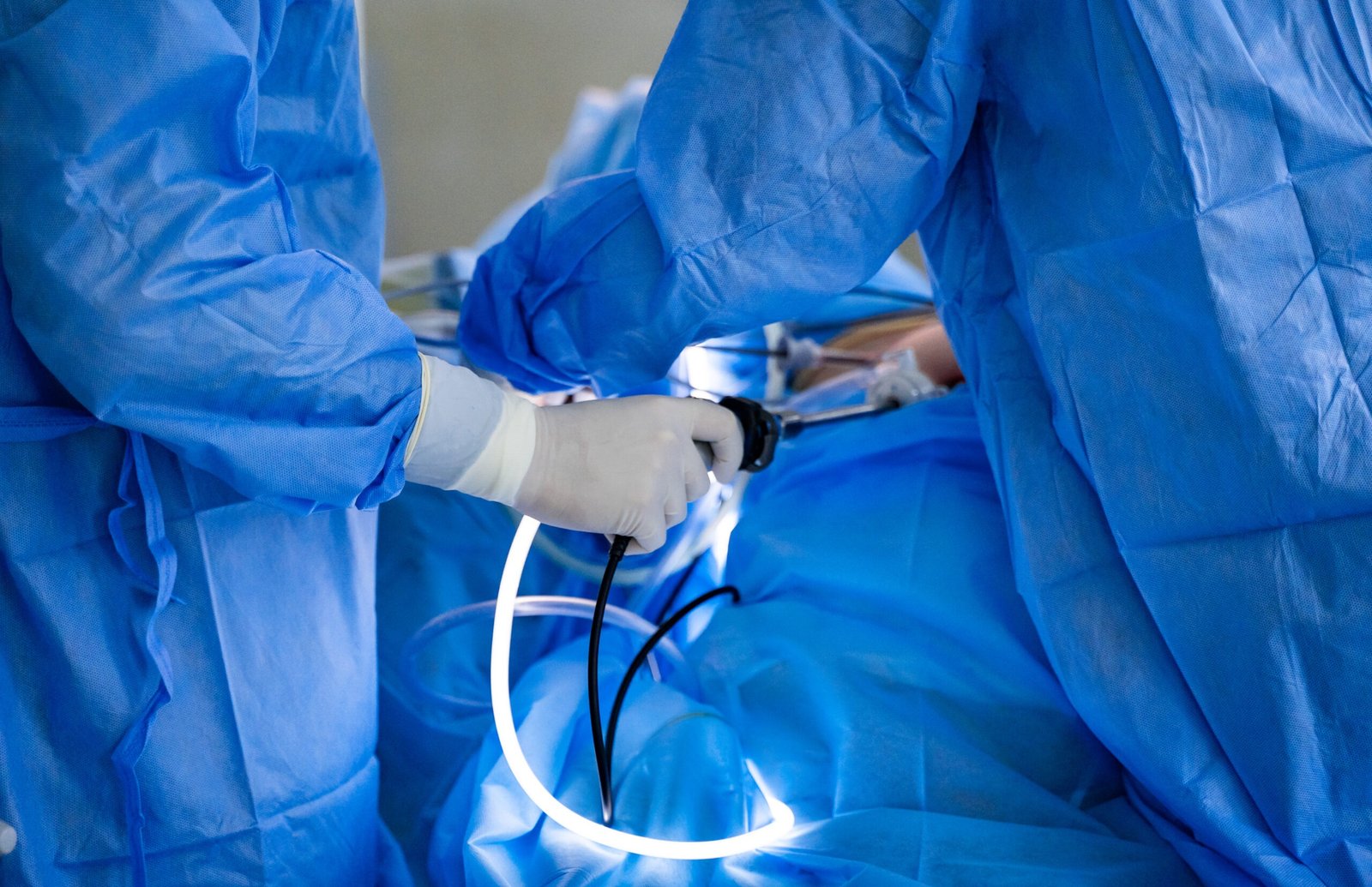 modern equipment in operating room. spine surgery. group of surgeons in operating room.
